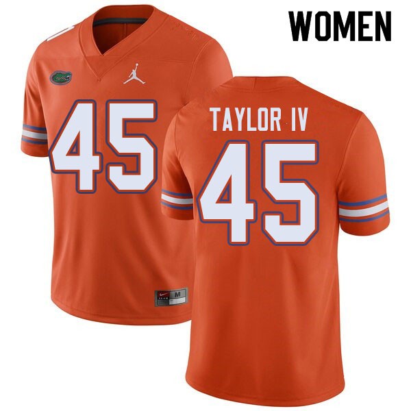 Jordan Brand Women #45 Clifford Taylor IV Florida Gators College Football Jersey Orange